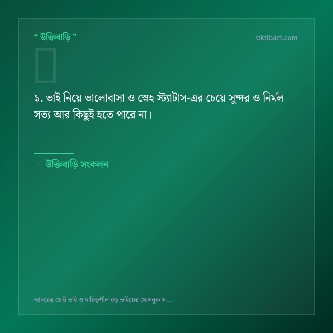 ভাই নিয়ে ভালোবাসা ও স্নেহ স্ট্যাটাস নিয়ে নির্বাচিত উক্তি ও স্ট্যাটাস কার্ড 1