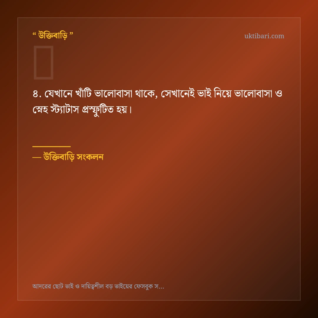 ভাই নিয়ে ভালোবাসা ও স্নেহ স্ট্যাটাস নিয়ে নির্বাচিত উক্তি ও স্ট্যাটাস কার্ড 4