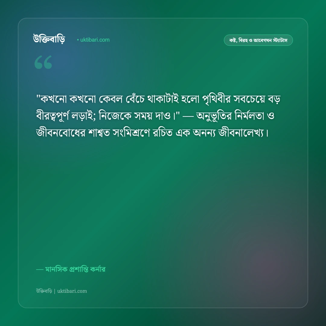 ডিপ্রেশনের স্ট্যাটাস: মানসিক ক্লান্তি দূর করা ও নতুন আলোর ৫০+ সহমর্মী উক্তি [২০২৬] - মানসিক প্রশান্তি কর্নার এর সেরা উক্তি ফটো কার্ড