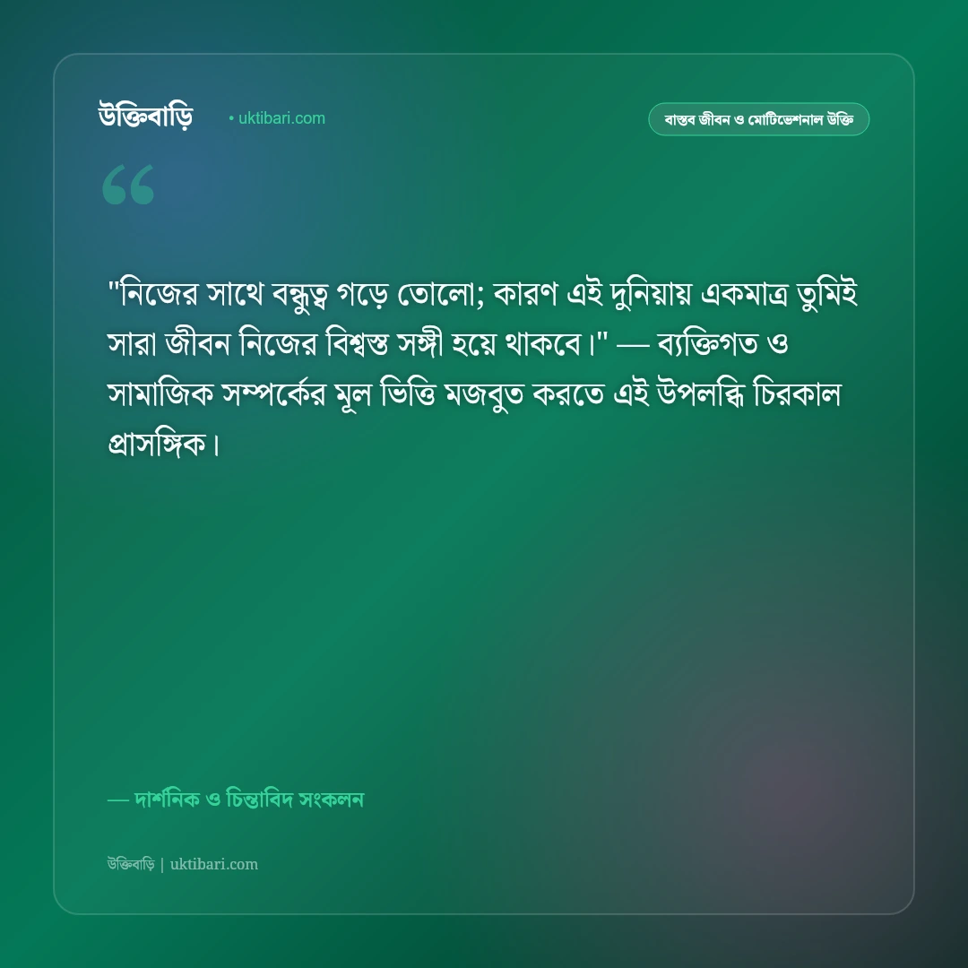একাকিত্ব ও নিজের সাথে সময় কাটানোর উক্তি: আত্মউন্নয়ন ও মানসিক শান্তির ৫০+ গভীর বাণী [২০২৬] - দার্শনিক ও চিন্তাবিদ সংকলন এর সেরা উক্তি ফটো কার্ড