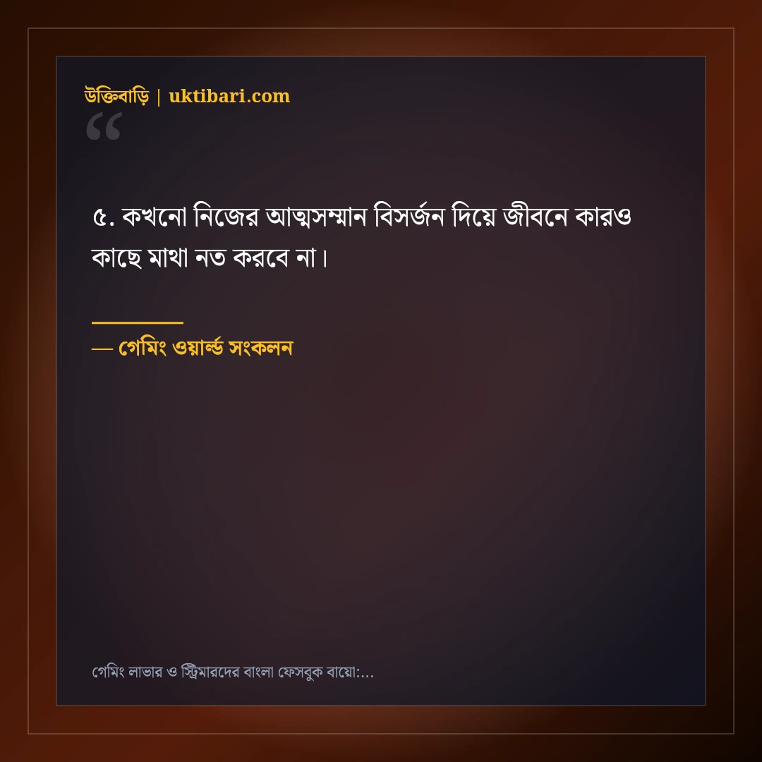 গেমিং লাভার ও স্ট্রিমারদের বাংলা ফেসবুক বায়ো: ৫০+ গেমার এটিটিউড লাইন [২০২৬] - গেমিং ওয়ার্ল্ড সংকলন এর সেরা উক্তি ফটো কার্ড