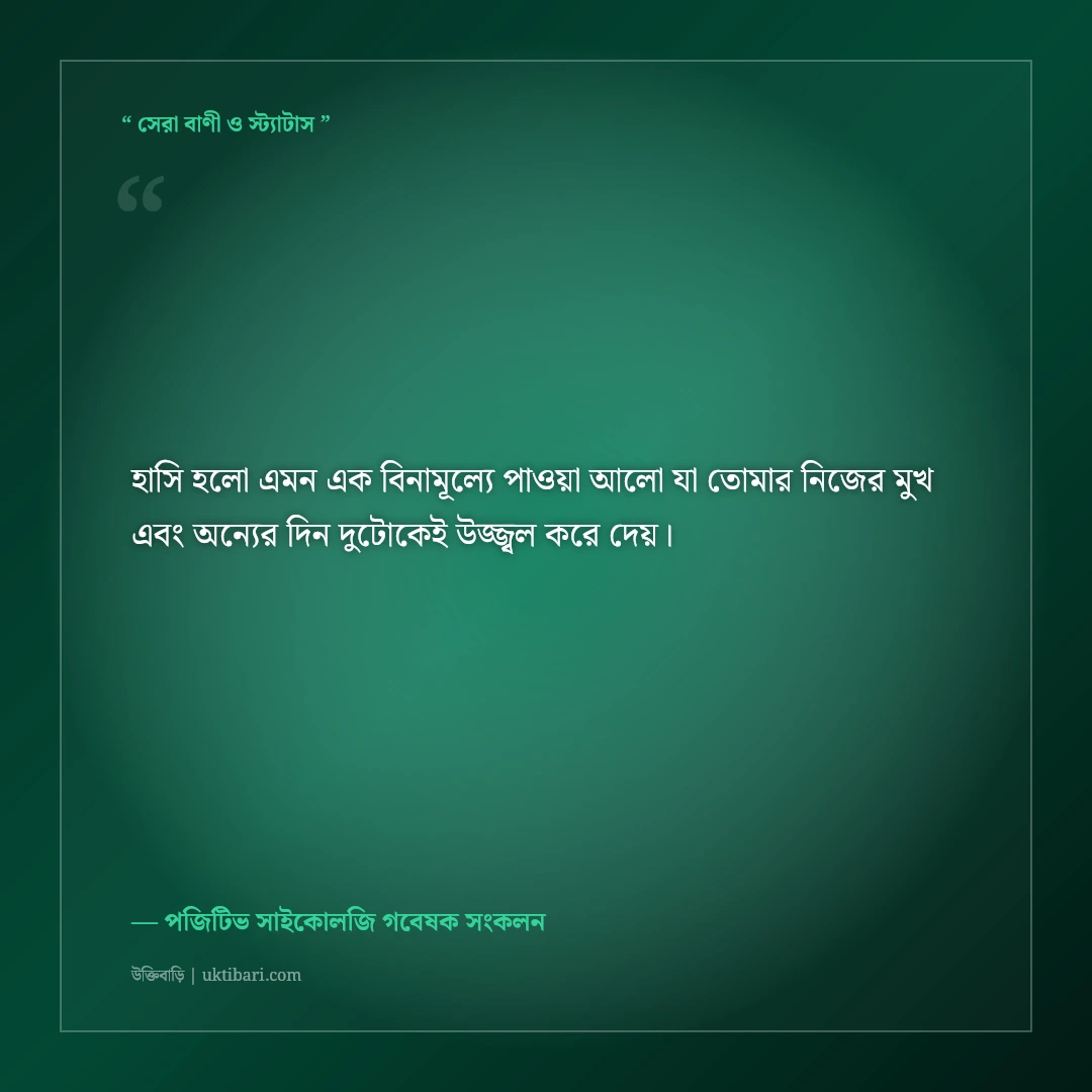 প্রতিদিন ইতিবাচক থাকার উক্তি: মুখে হাসি ও মনের আনন্দের ৫০+ অনুপ্রেরণামূলক বাণী [২০২৬] - পজিটিভ সাইকোলজি গবেষক সংকলন এর সেরা উক্তি ফটো কার্ড