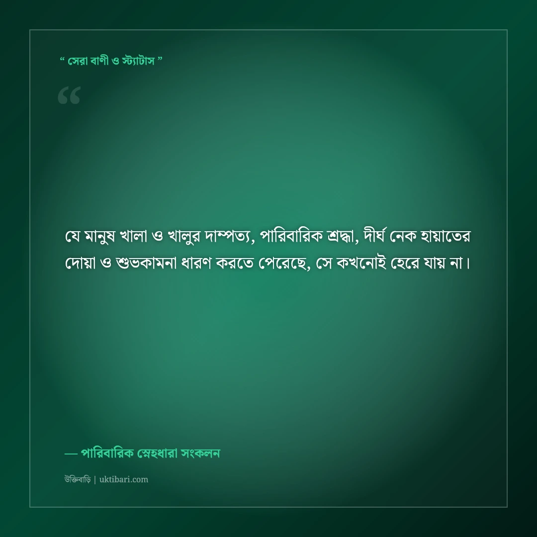 খালা ও খালুর বিবাহবার্ষিকীর শুভেচ্ছা বার্তা ও দোয়া: শ্রদ্ধার্ঘ্যের ৫০+ সুন্দর স্ট্যাটাস [২০২৬] - পারিবারিক স্নেহধারা সংকলন এর সেরা উক্তি ফটো কার্ড