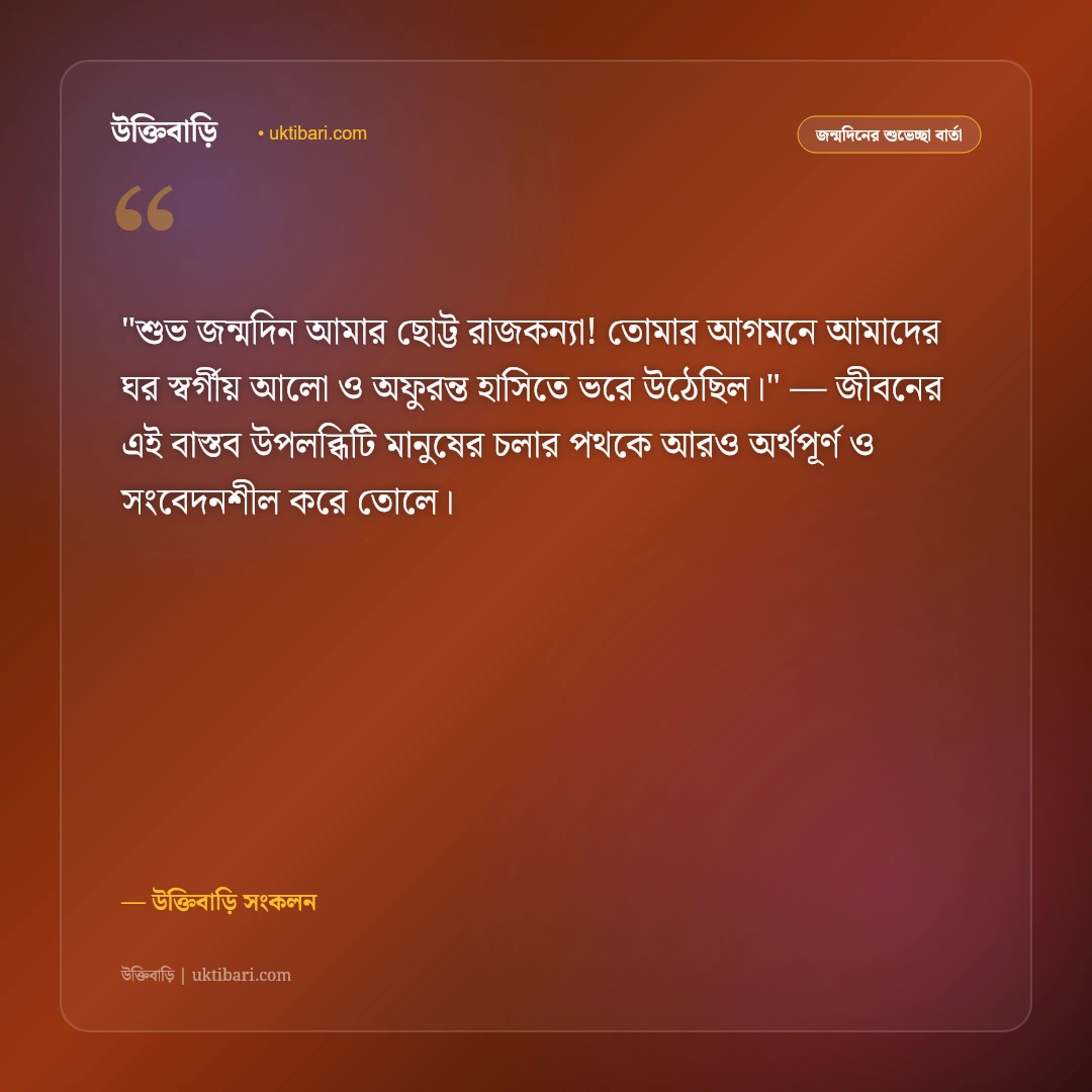 কন্যা সন্তানের জন্মদিনের শুভেচ্ছা ও স্ট্যাটাস: বাবার রাজকন্যার জন্য ৫০+ মিষ্টি বার্তা [২০২৬] - উক্তিবাড়ি সংকলন এর সেরা উক্তি ফটো কার্ড
