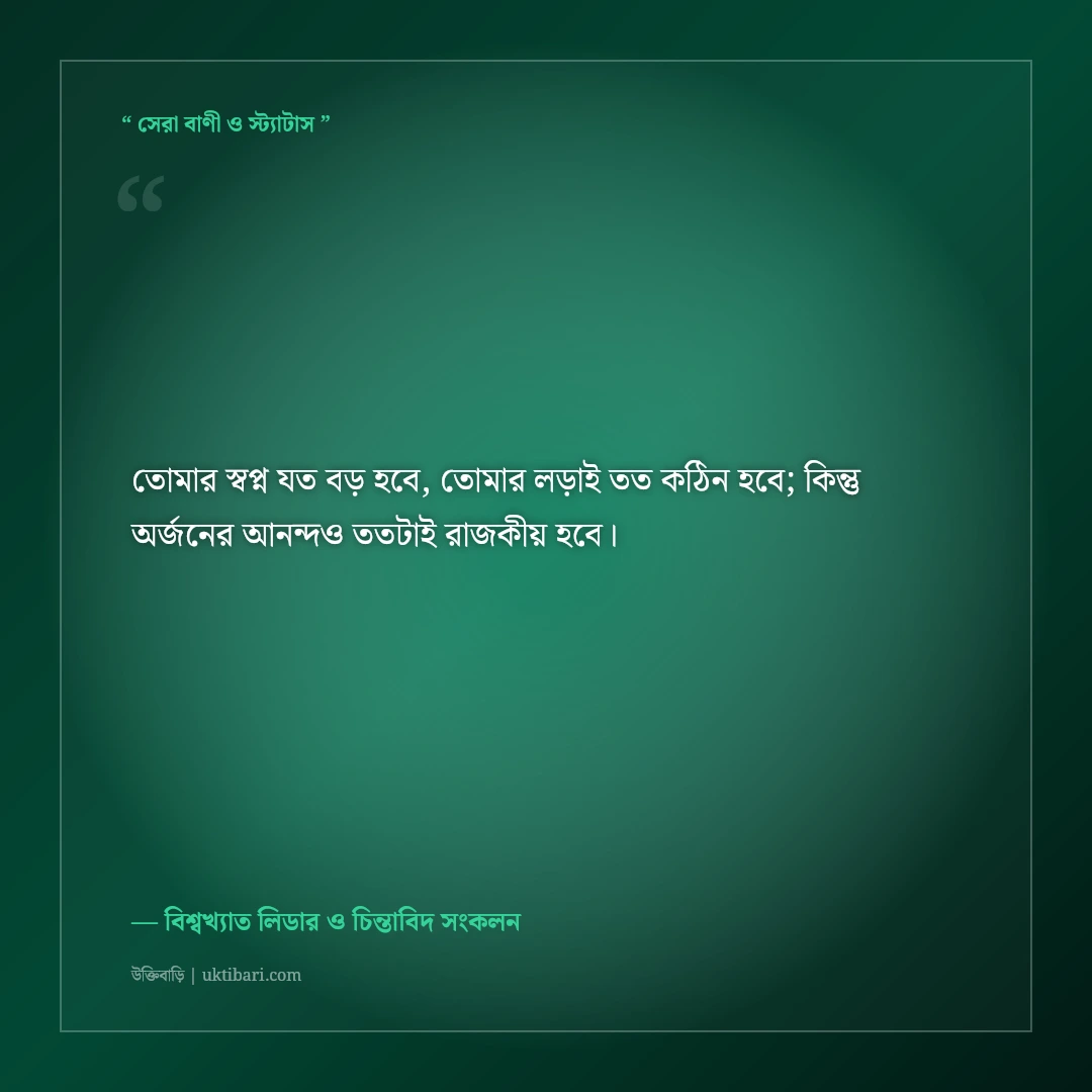 বড় স্বপ্ন দেখা ও লক্ষ্য অর্জনের উক্তি: আকাশ ছোঁয়ার ৫০+ শক্তিশালী মোটিভেশনাল বাণী [২০২৬] - বিশ্বখ্যাত লিডার ও চিন্তাবিদ সংকলন এর সেরা উক্তি ফটো কার্ড