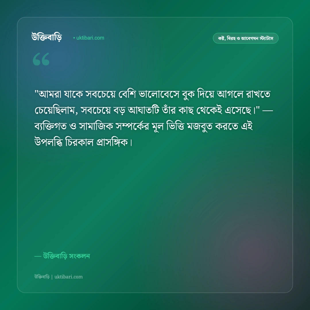 মনের দুঃখ ও নীরব চোখের জলের স্ট্যাটাস: না-বলা কষ্টের ৫০+ হৃদয়ভাঙা অনুভূতি [২০২৬] - উক্তিবাড়ি সংকলন এর সেরা উক্তি ফটো কার্ড