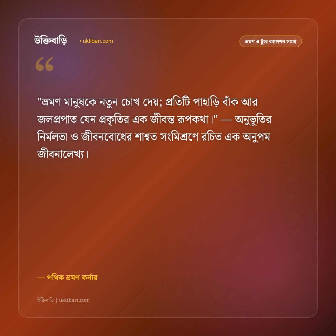 নদী ও ঝর্ণা ভ্রমণ ক্যাপশন: প্রকৃতির স্নিগ্ধ রূপ ও রোমাঞ্চের ৫০+ সেরা ভ্রমণ স্ট্যাটাস [২০২৬] - পথিক ভ্রমণ কর্নার এর সেরা উক্তি ফটো কার্ড
