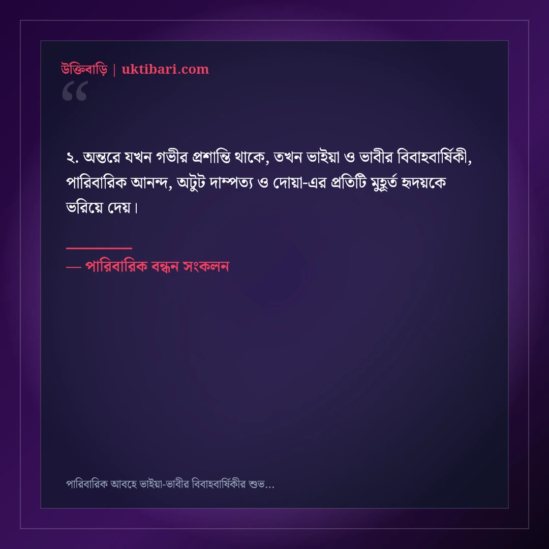 পারিবারিক আবহে ভাইয়া-ভাবীর বিবাহবার্ষিকীর শুভেচ্ছা বার্তা: ৫০+ মধুর শুভকামনা [২০২৬] - পারিবারিক বন্ধন সংকলন এর সেরা উক্তি ফটো কার্ড