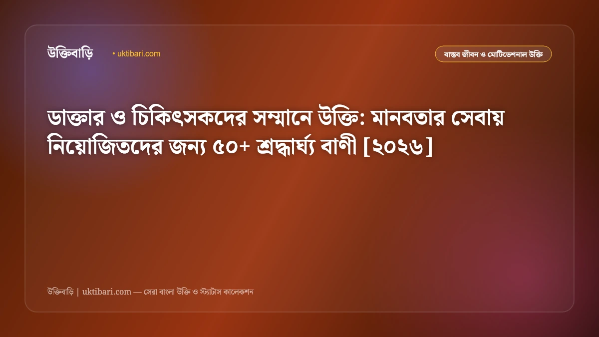 ডাক্তার ও চিকিৎসকদের সম্মানে উক্তি: মানবতার সেবায় নিয়োজিতদের জন্য ৫০+ শ্রদ্ধার্ঘ্য বাণী [২০২৬]