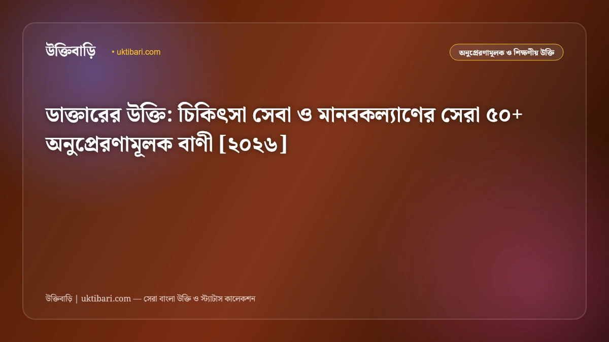 ডাক্তারের উক্তি: চিকিৎসা সেবা ও মানবকল্যাণের সেরা ৫০+ অনুপ্রেরণামূলক বাণী [২০২৬]