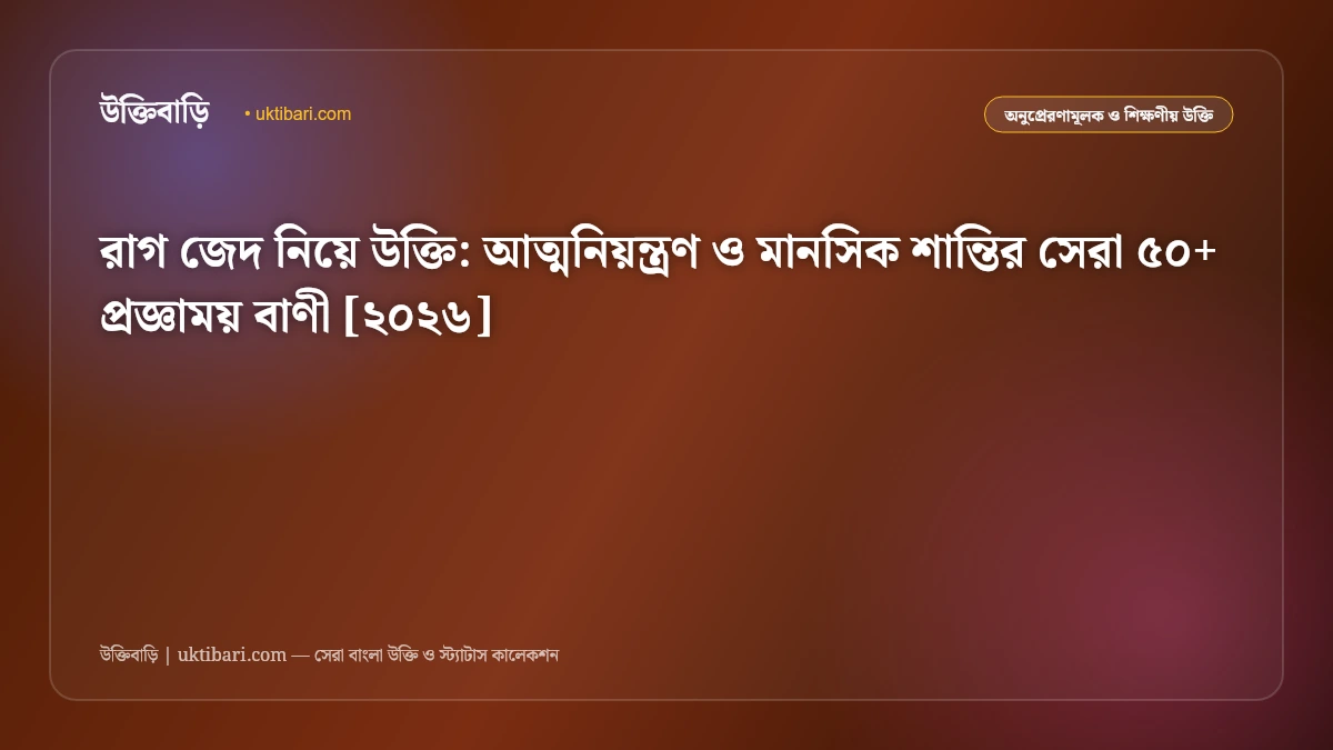 রাগ ও জেদ নিয়ে উক্তি: অতিরিক্ত ক্রোধ ও একগুঁয়েমির ক্ষতিকর দিক নিয়ে ৫০+ শিক্ষণীয় বাণী [২০২৬]