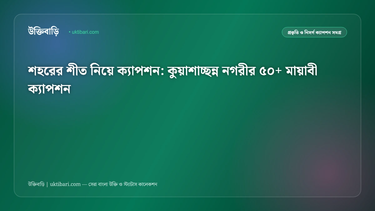 শহরের শীত নিয়ে ক্যাপশন: কুয়াশাচ্ছন্ন নগরীর ৫০+ মায়াবী ক্যাপশন
