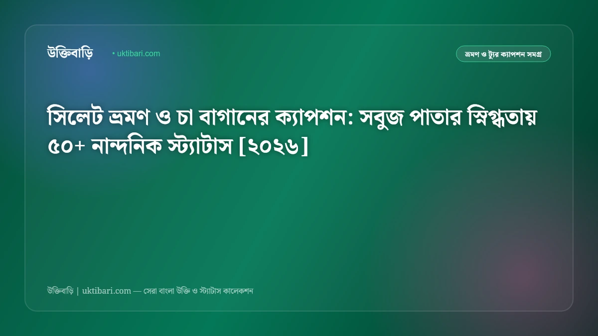 সিলেট ভ্রমণ ও চা বাগানের ক্যাপশন: সবুজ পাতার স্নিগ্ধতায় ৫০+ নান্দনিক স্ট্যাটাস [২০২৬]