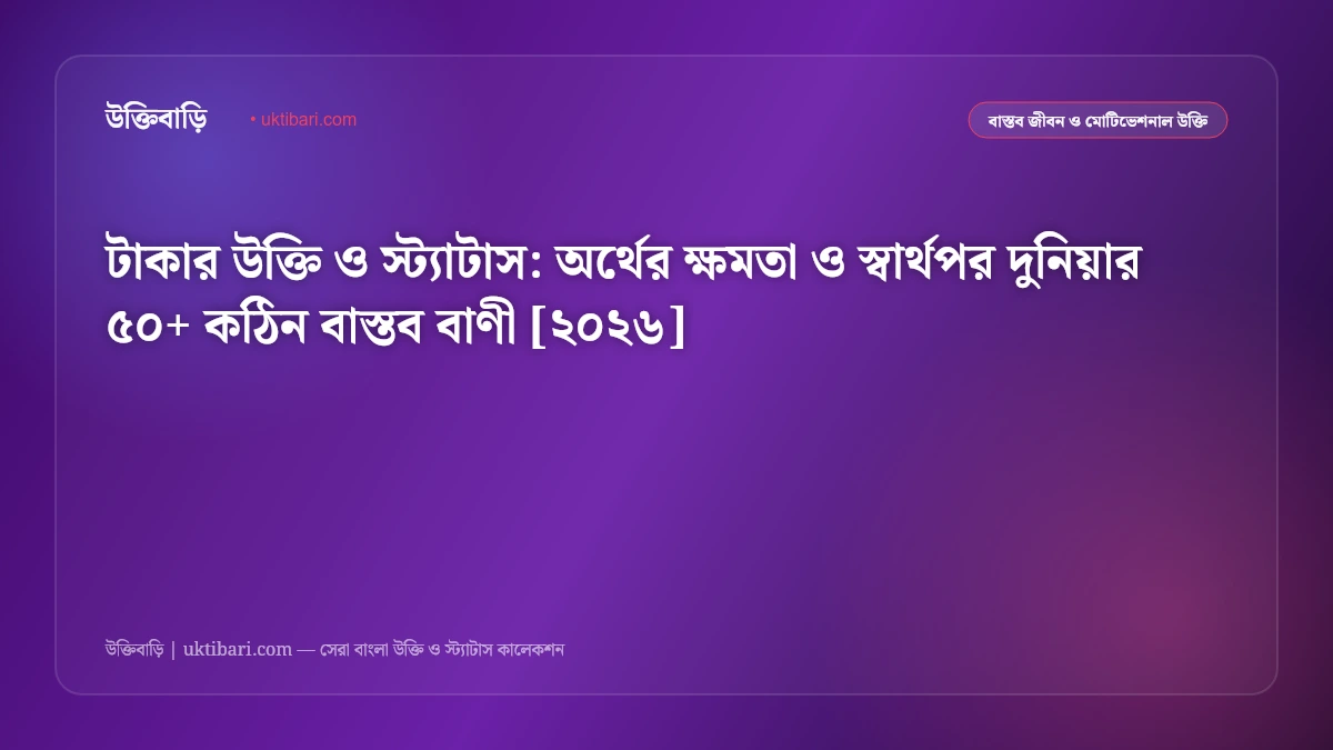 টাকার উক্তি ও স্ট্যাটাস: অর্থের ক্ষমতা ও স্বার্থপর দুনিয়ার ৫০+ কঠিন বাস্তব বাণী [২০২৬]