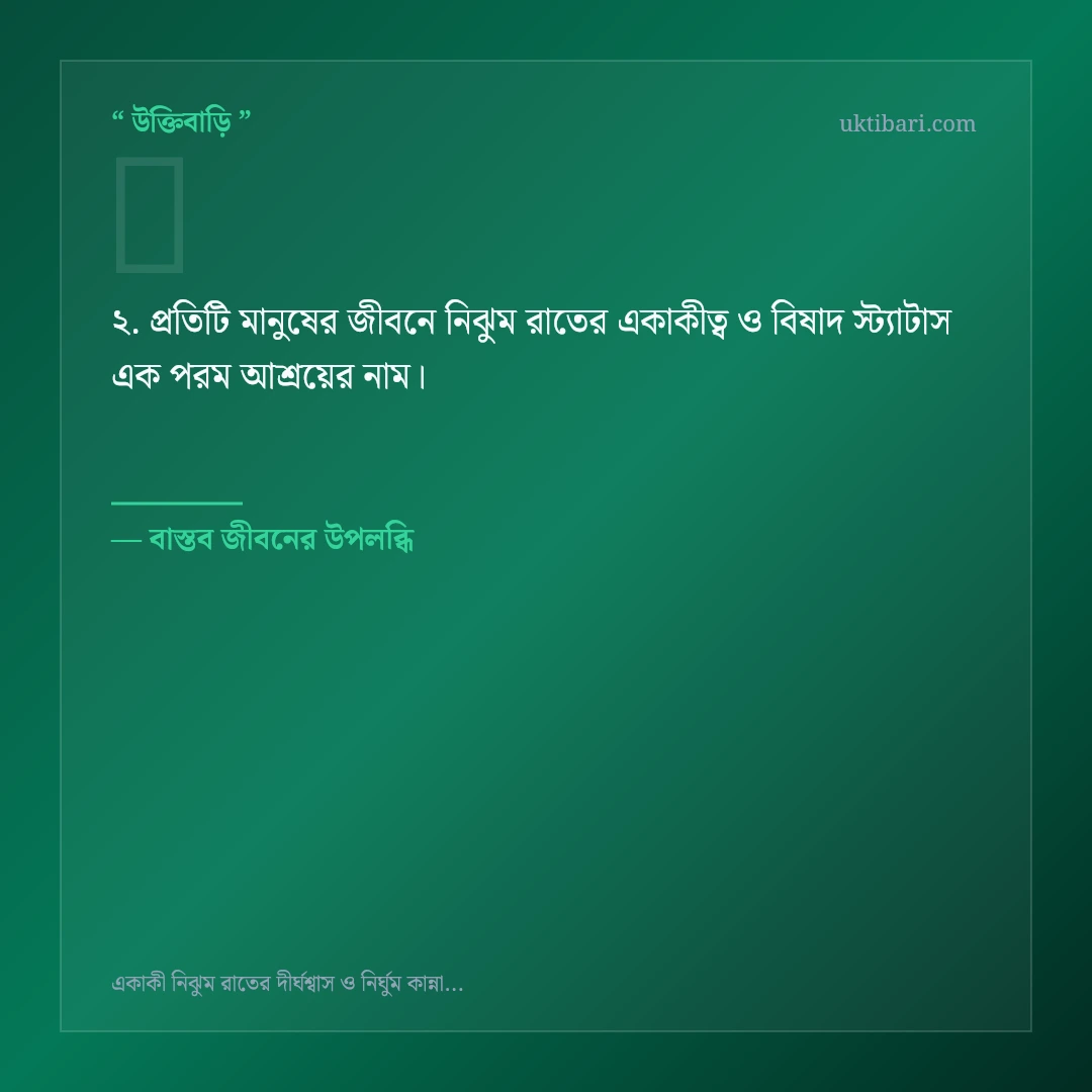 নিঝুম রাতের একাকীত্ব ও বিষাদ স্ট্যাটাস নিয়ে নির্বাচিত উক্তি ও স্ট্যাটাস কার্ড 2