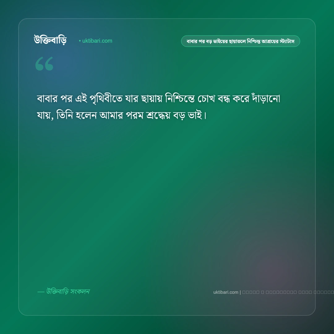 বড় ভাইয়ের ছায়া ও ভালোবাসার ভরসা নিয়ে আবেগঘন স্ট্যাটাস: ৫০+ নির্ভরতা [২০২৬] - ফটো কার্ড 1