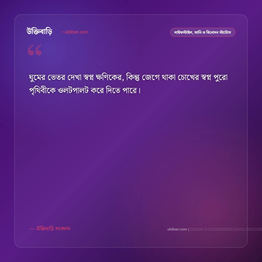 স্বপ্ন নিয়ে স্ট্যাটাস স্টাইলিশ: লক্ষ্য ছোঁয়ার সেরা ৫০+ অনুপ্রেরণামূলক ফেসবুক ক্যাপশন [২০২৬] - ফটো কার্ড 3