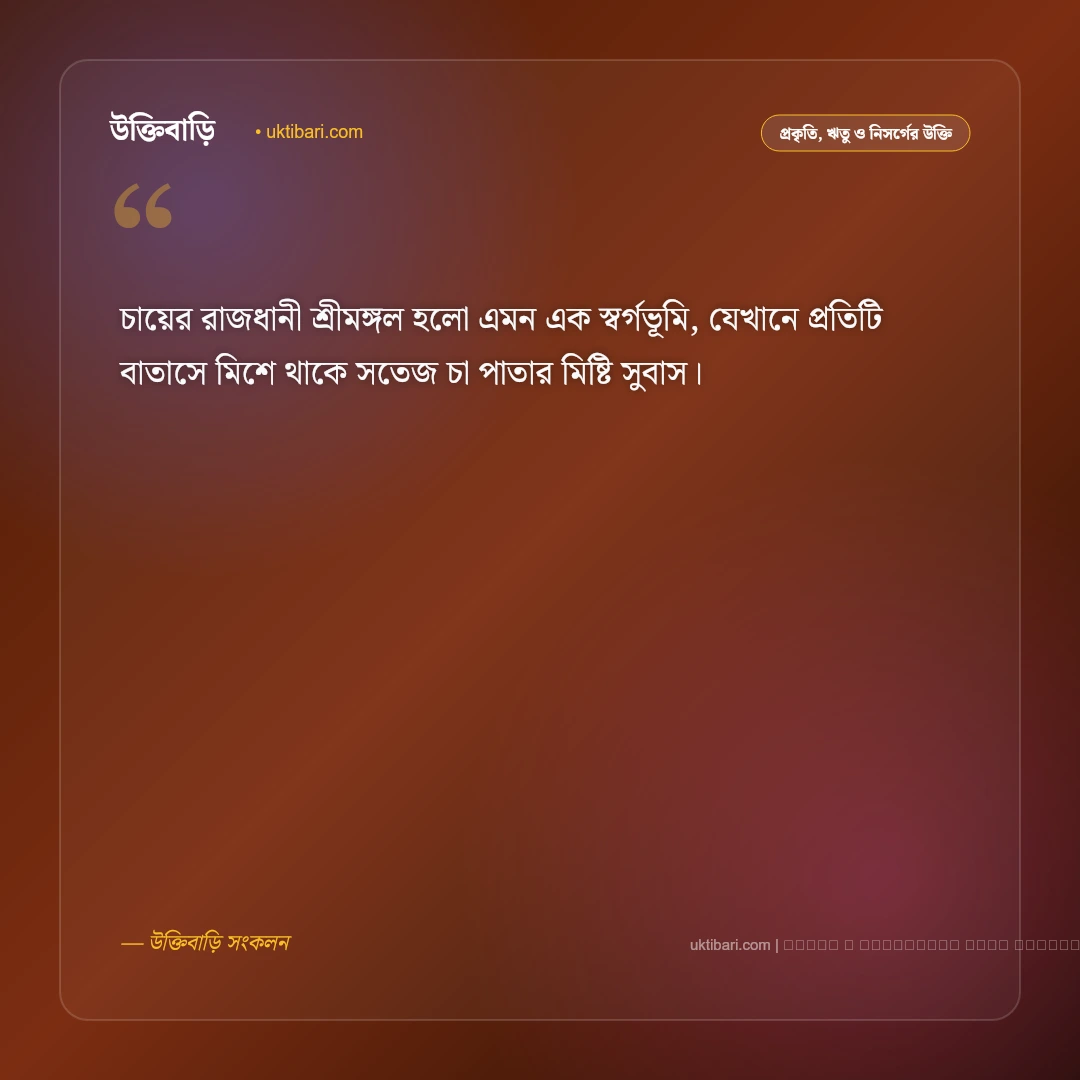 শ্রীমঙ্গল চা বাগান নিয়ে উক্তি: চায়ের রাজধানী ও সবুজ পাহাড়ের সেরা ৫০+ রোমাঞ্চকর বাণী [২০২৬] - ফটো কার্ড 3