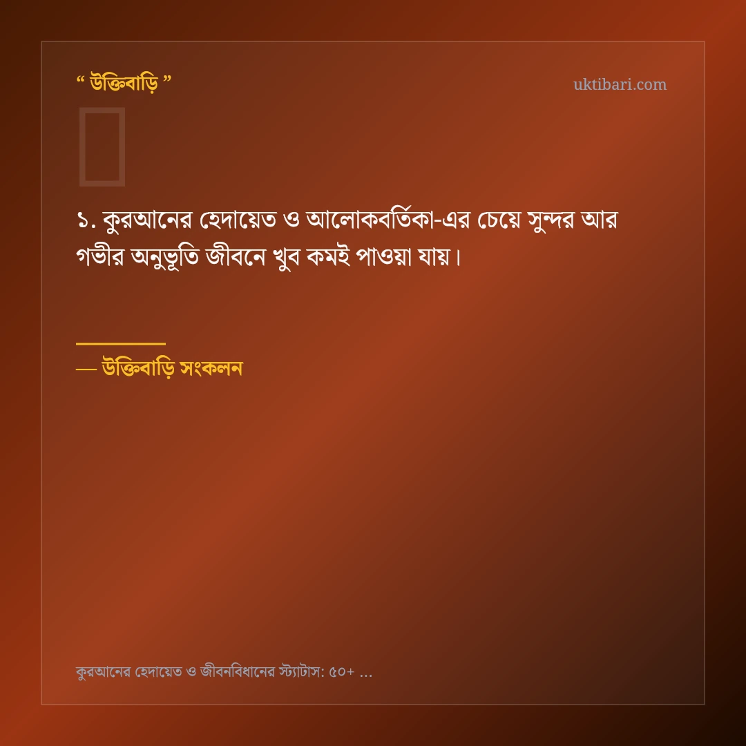 কুরআনের হেদায়েত ও আলোকবর্তিকা নিয়ে নির্বাচিত উক্তি ও স্ট্যাটাস কার্ড 1