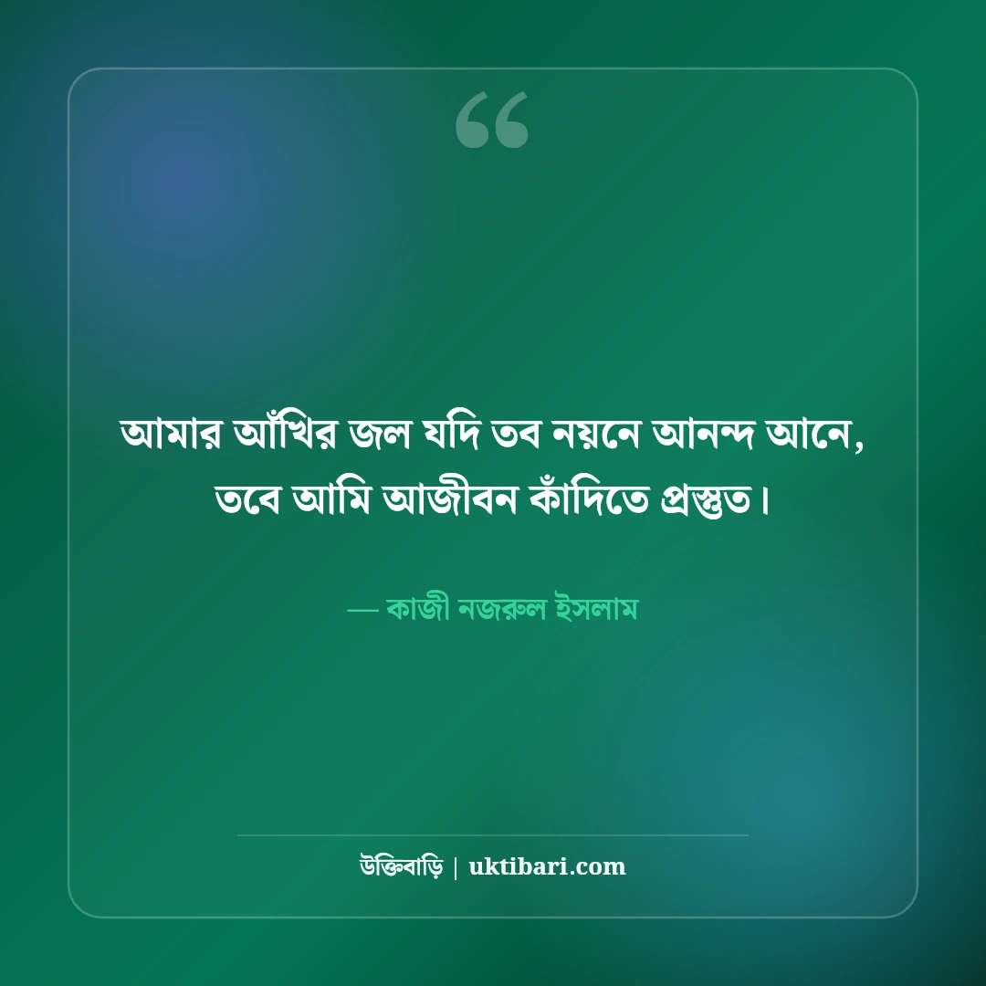কাজী নজরুল ইসলামের প্রেমের উক্তি: বিরহ ও ভালোবাসার ৫০+ কালজয়ী বাণী [২০২৬] - কাজী নজরুল ইসলাম এর সেরা উক্তি ফটো কার্ড