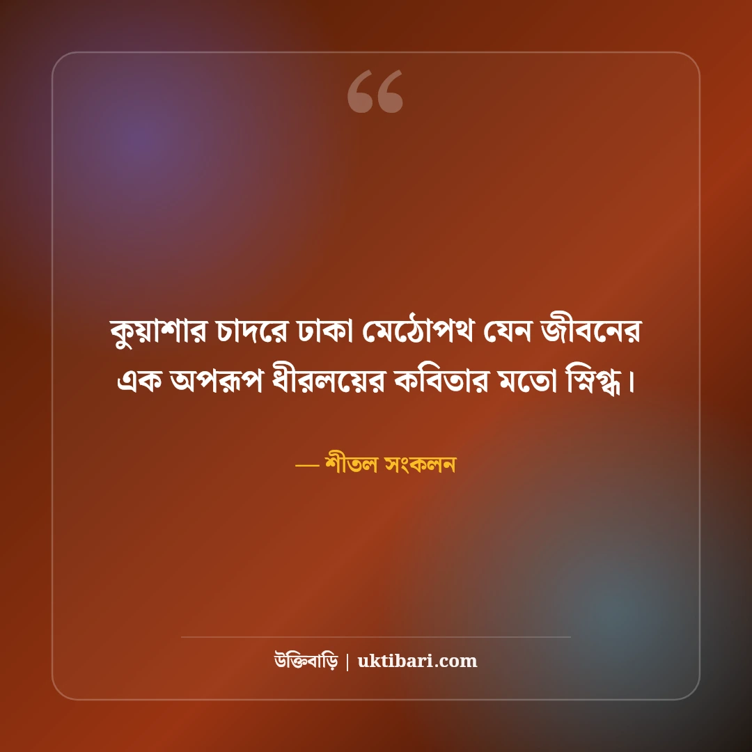 শীতের সকাল ও কুয়াশা নিয়ে রোমান্টিক স্ট্যাটাস: মিষ্টি ঠান্ডার ৫০+ সেরা ক্যাপশন [২০২৬] - শীতল সংকলন এর সেরা উক্তি ফটো কার্ড